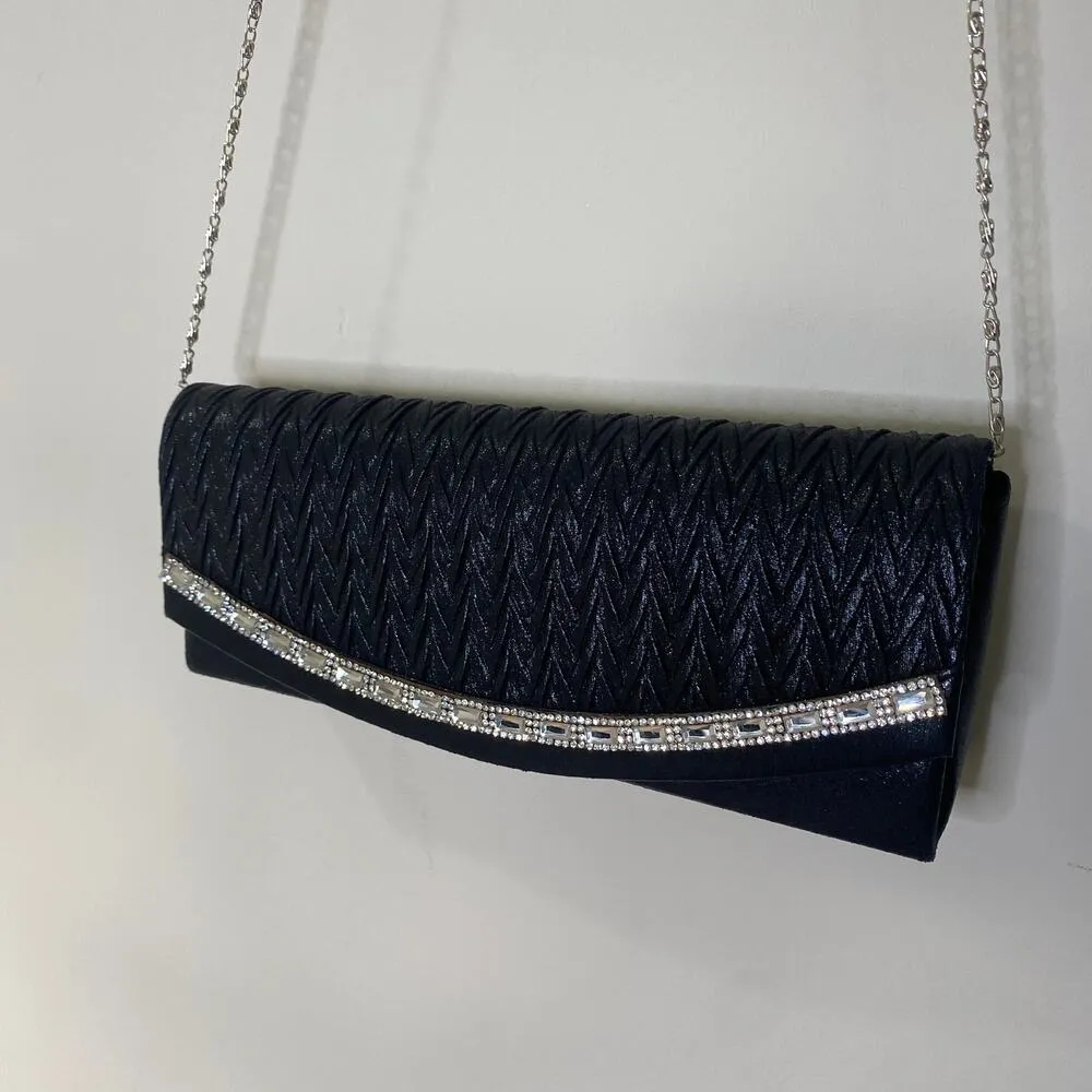 Black Party Clutch Purse Crossbody Embellished - Image 3
