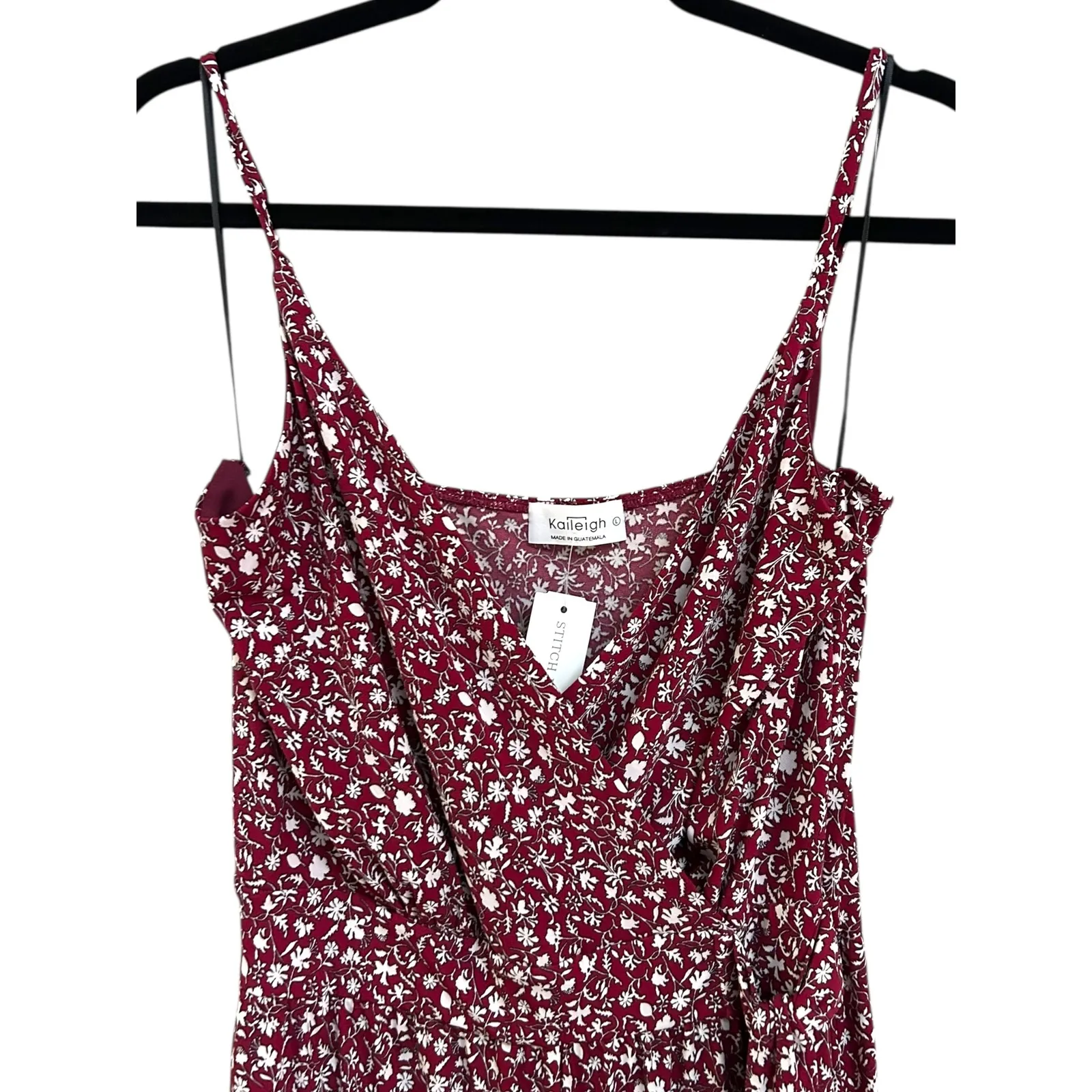 NWT Kaileigh StitchFix Rica Knit Crop Jumpsuit Women Large Maroon‎ Red Floral - Image 4