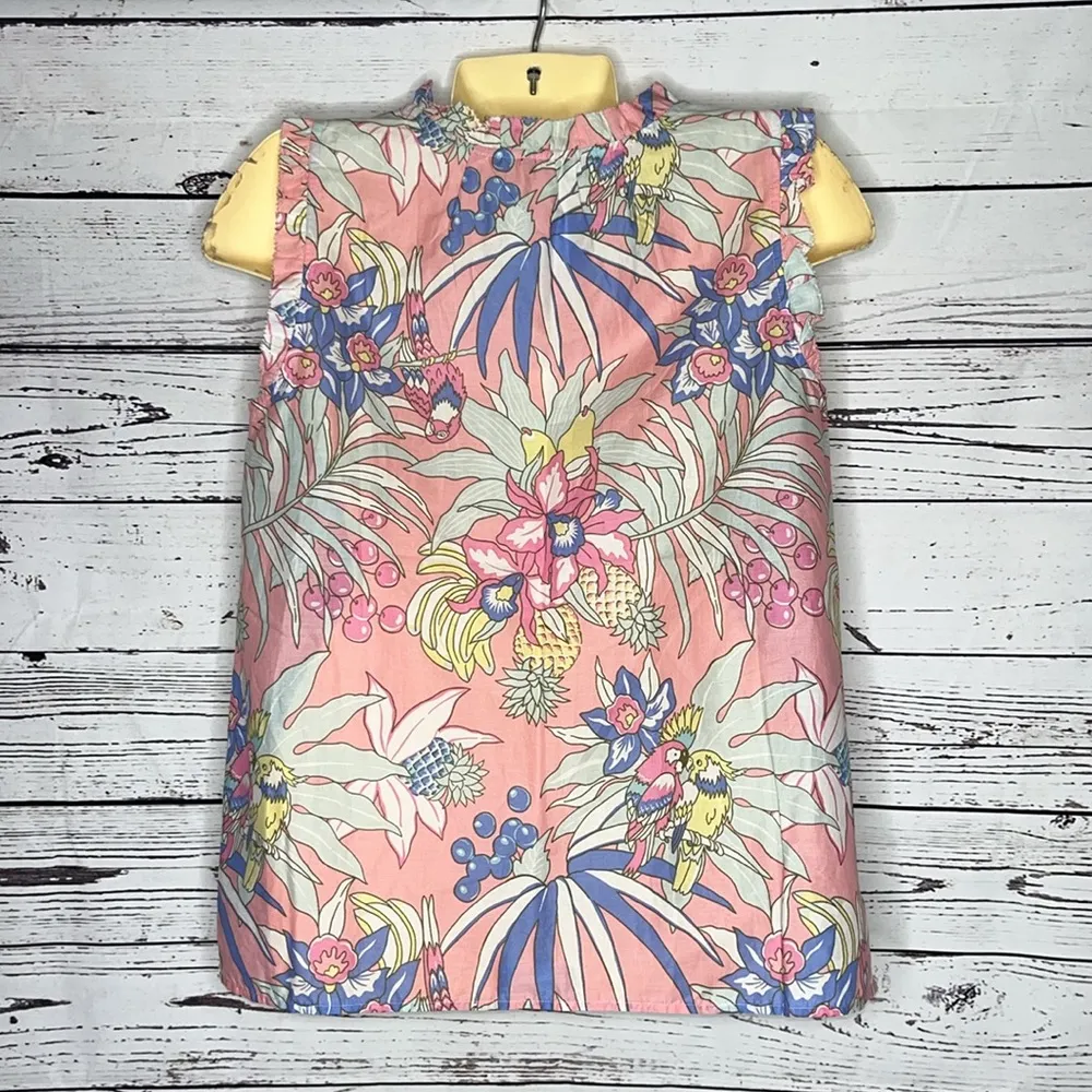 Talbots NWT S Parrot Bird - Pineapple - Tropical Floral Print Tank Top Blouse - Image 2