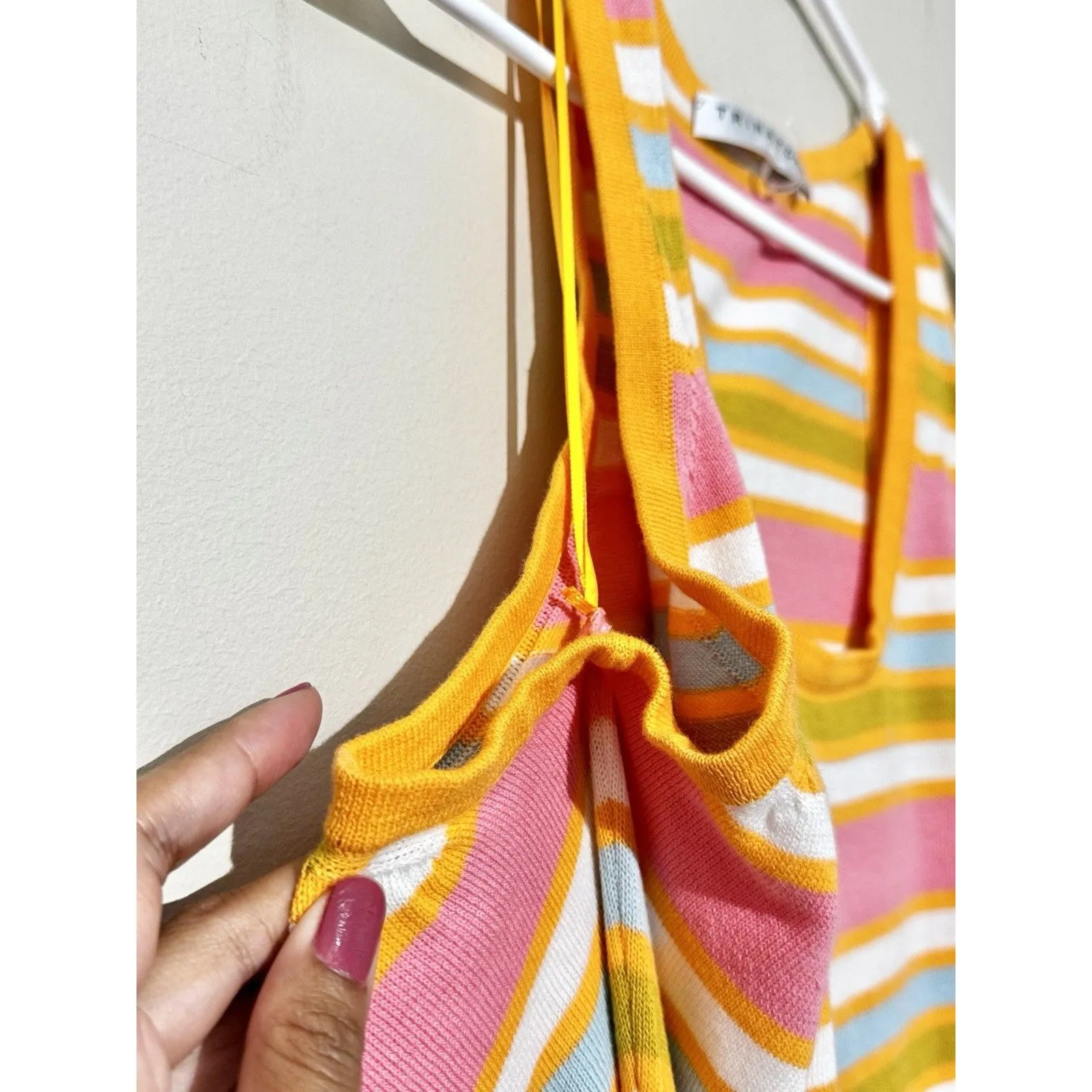 Trina Turk Kavaja 2 Stripe Maxi Sleeveless Summer Beach Dress Sherbet Orange XXL - Image 6