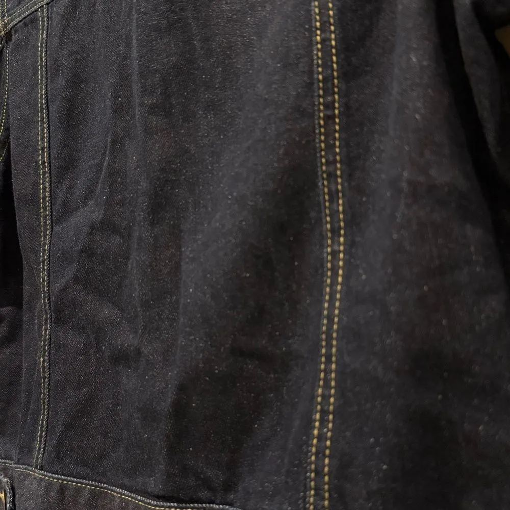 Dickies Cotton Convoy Logo Jean Jacket Blue Dark Wash Distressed Juniors Small - Image 6