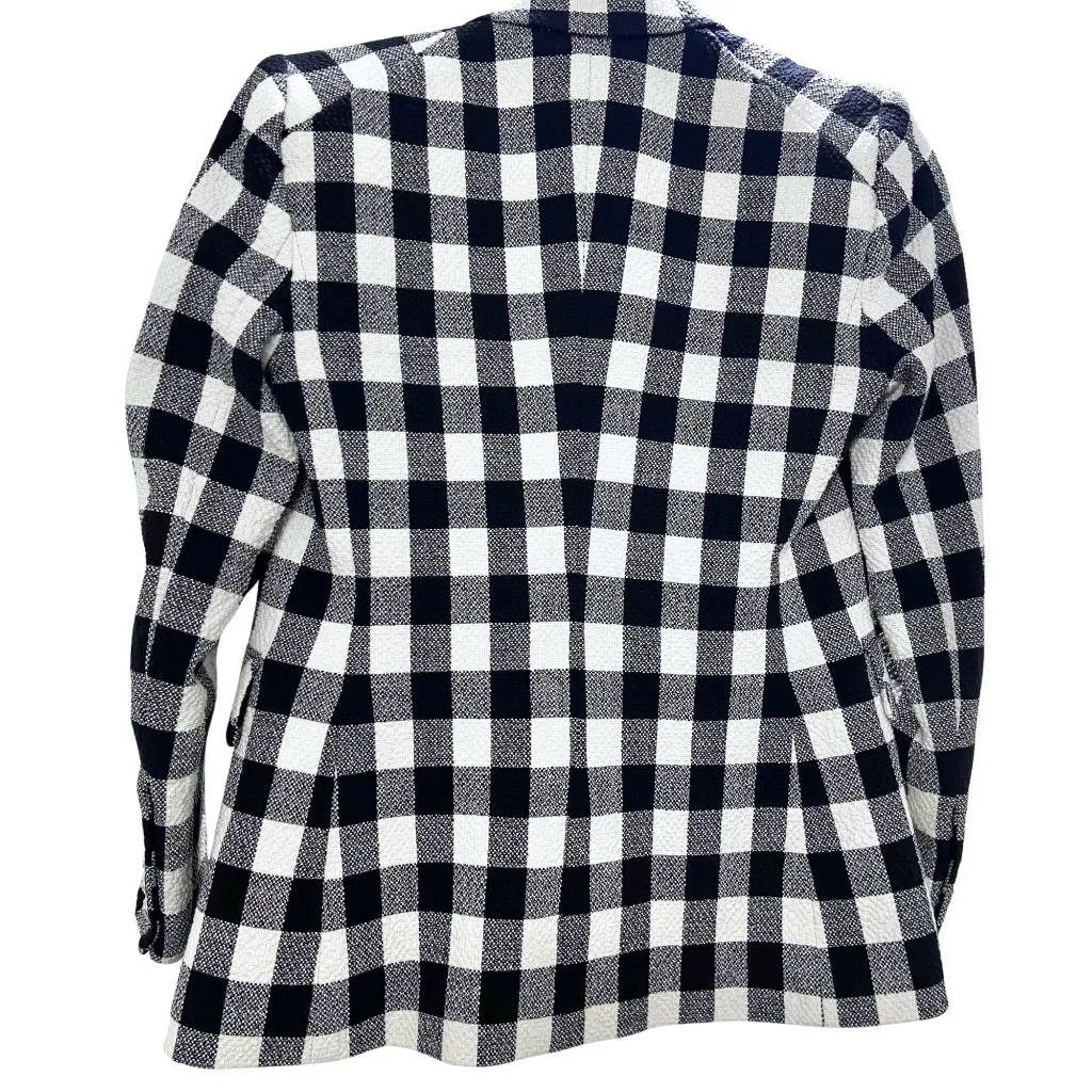 Veronica Beard Miller Dickey Tweed Blazer Black White Gingham Double Breast Sz 0 - Image 6
