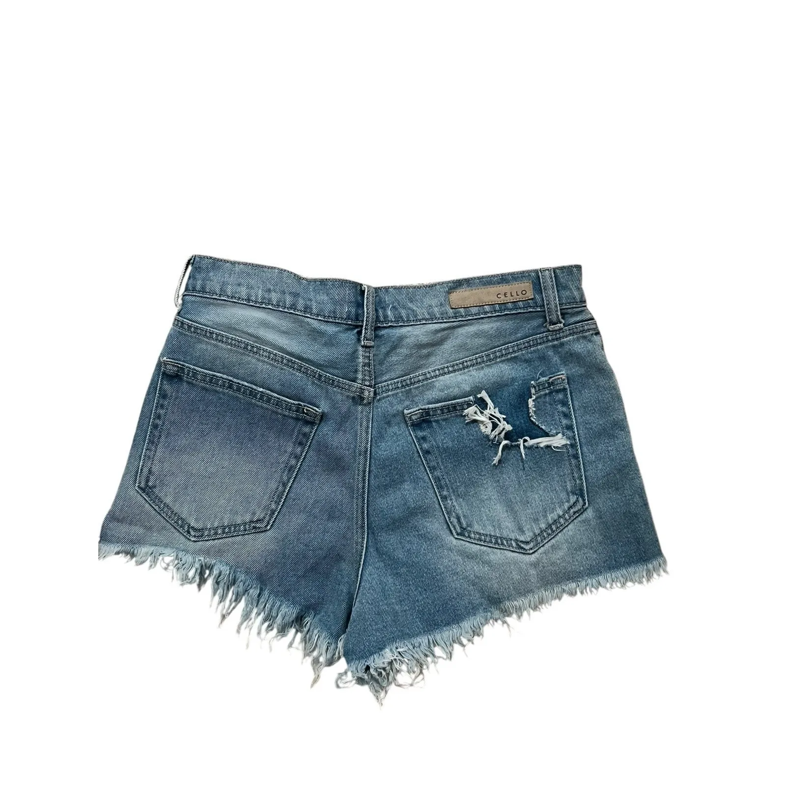 Cello Women Small Denim Shorts Blue Cut Off Frayed High Rise Frayed NWT - Image 2