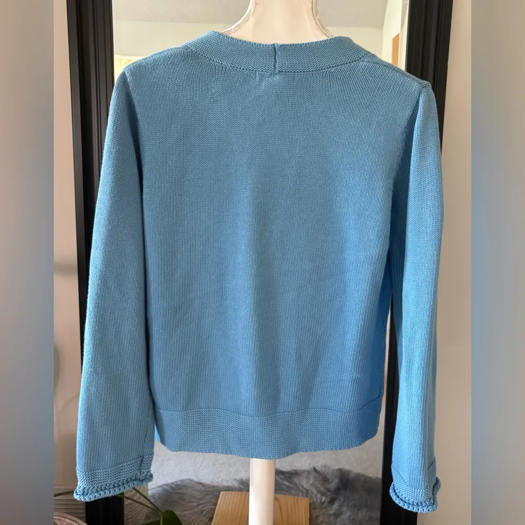 ORVIS Blue Cardigan Sweater - Image 3