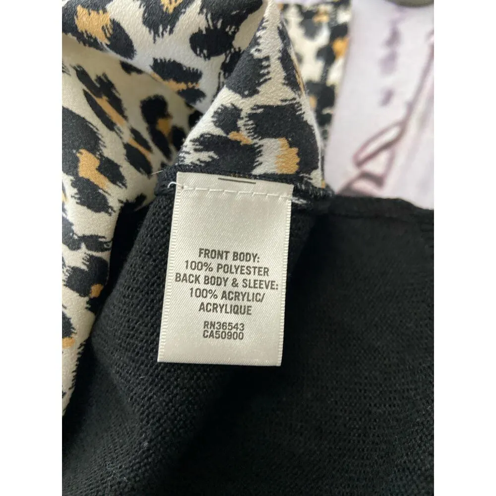 Van Heusen Mix Media Sweater Women L Leopard Long Sleeve Scoop Neck Lightweight - Image 10