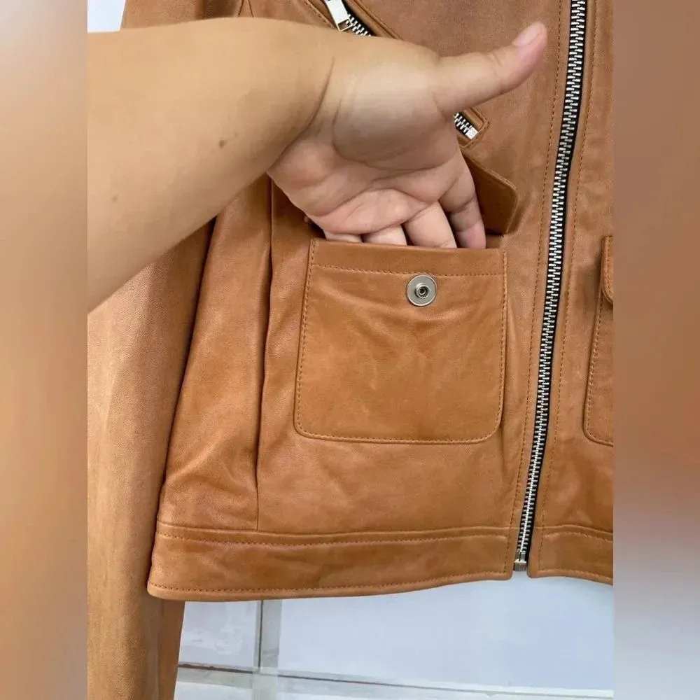 Doma leather lamb tan jacket size medium - Image 7