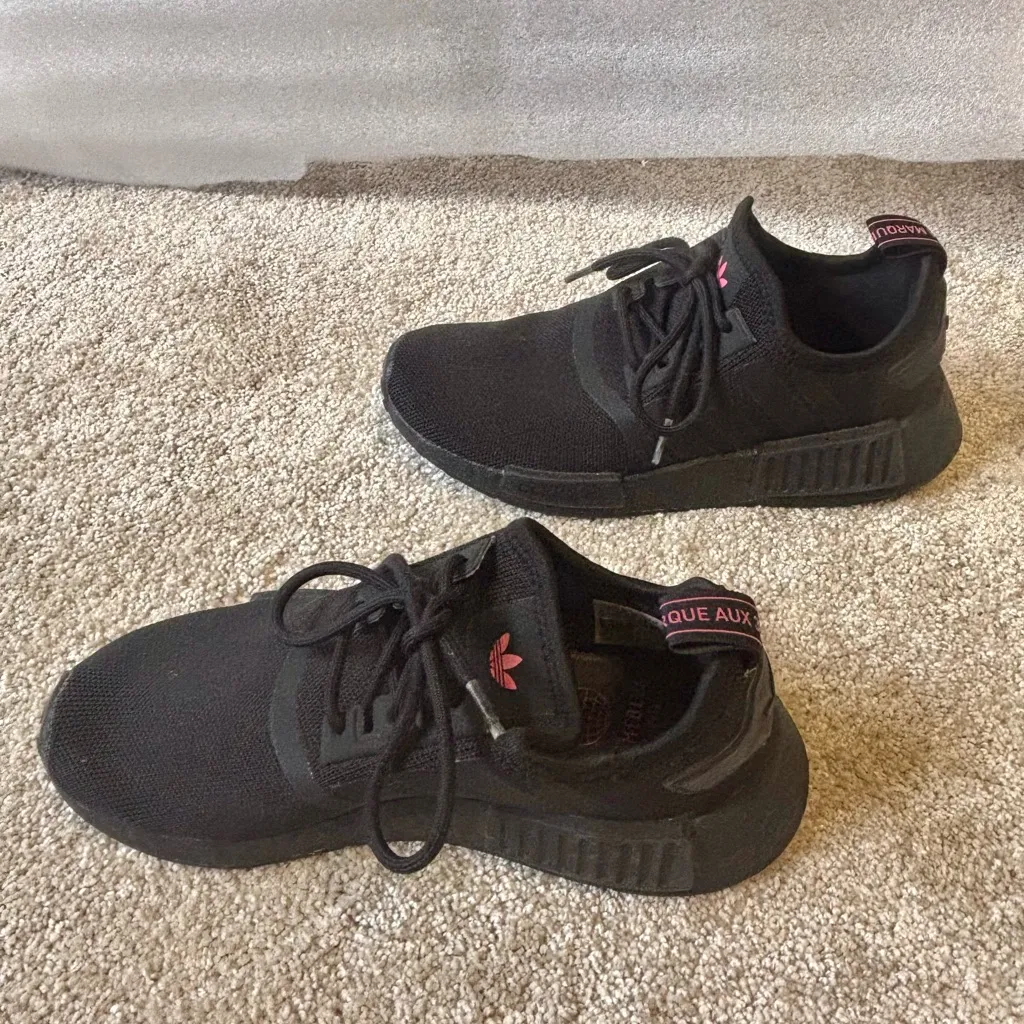 Adidas Women’s Black and Pink NMD 1 Sneakers. Size 5.5 - Image 9