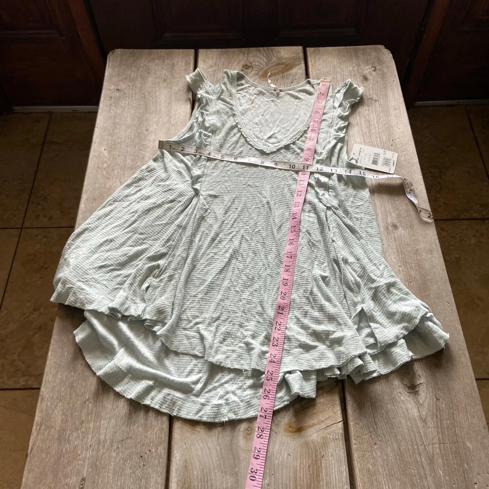 Free People Womens Tank Top Size XS Bondi Waffle Knit Silver Blue‎ Green NEW - Image 7