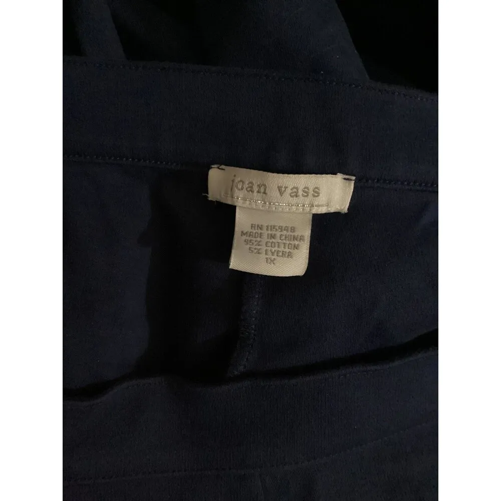 Joan Vass Pants Womens 1X Blue Cropped Stretch Pull On Casual Comfort Plus Size - Image 3
