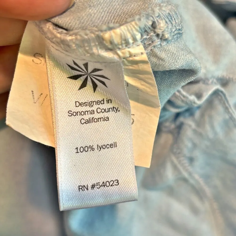 Athleta Riviera Off the Shoulder Embroidered Sleeve Chambray Dress - size Medium - Image 6