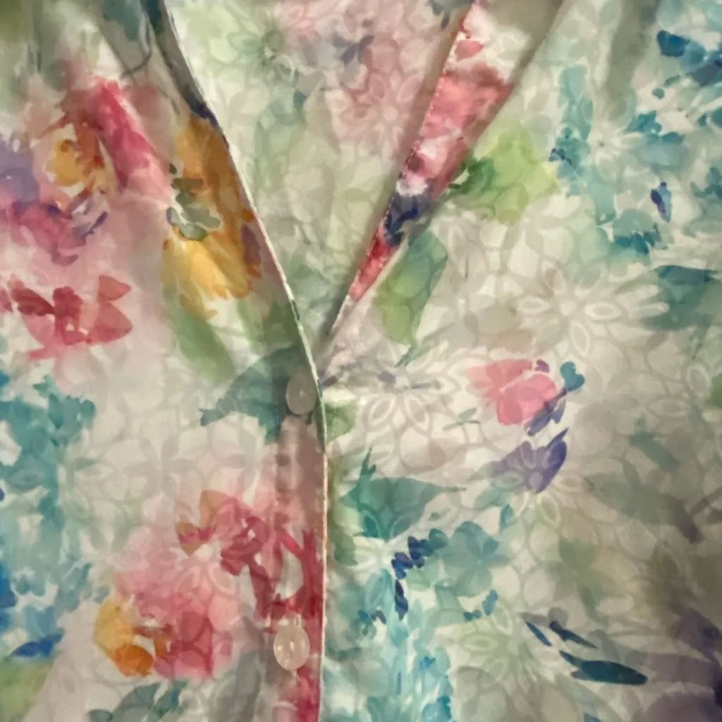 Alfred Dunner Womens Top Blouse 2X 2XL Button Up Bright Pastel Floral Print - Image 3