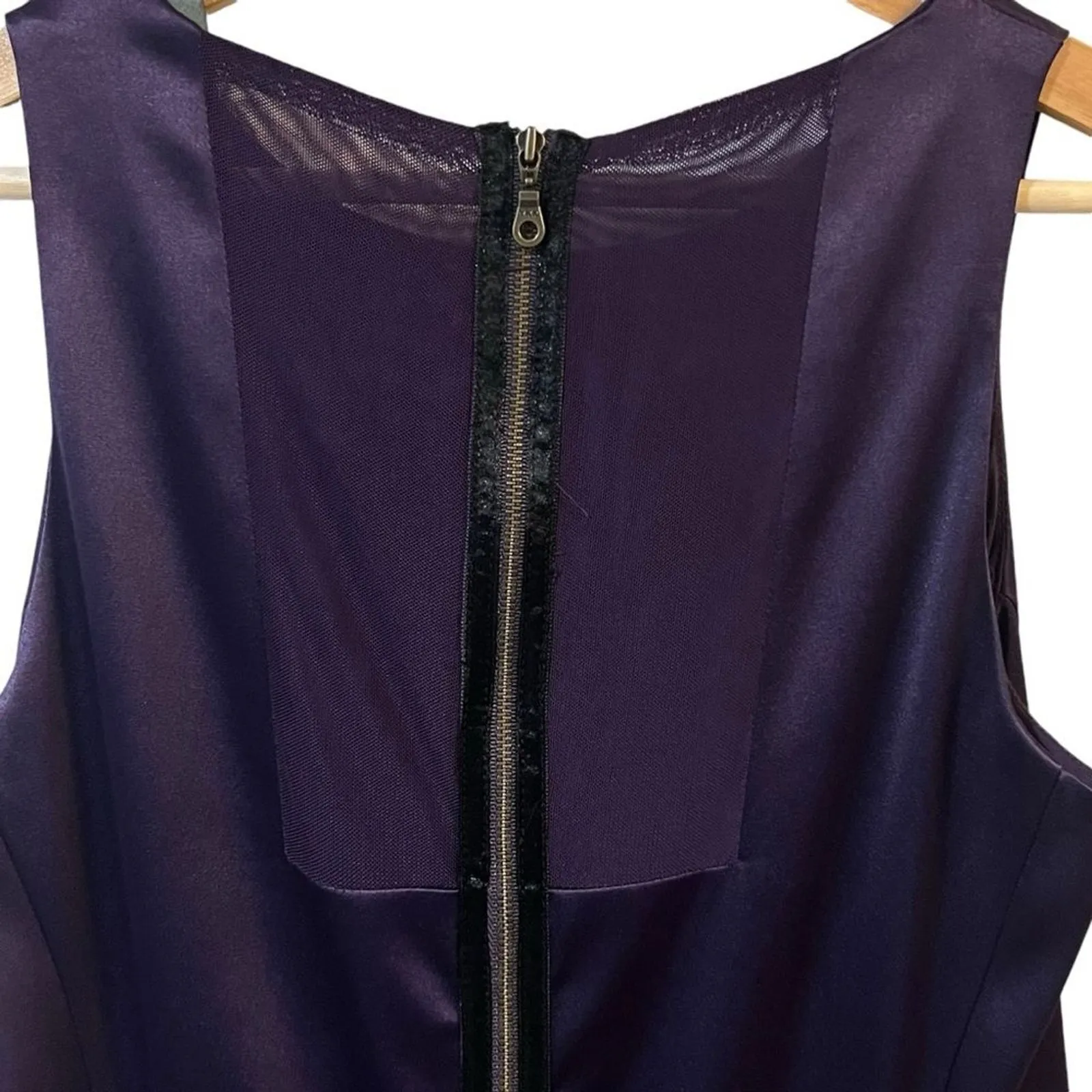 Taylor Womens Purple Satin Cocktail Dress Size 10 Sequin Formal Wedding Guest - Image 3