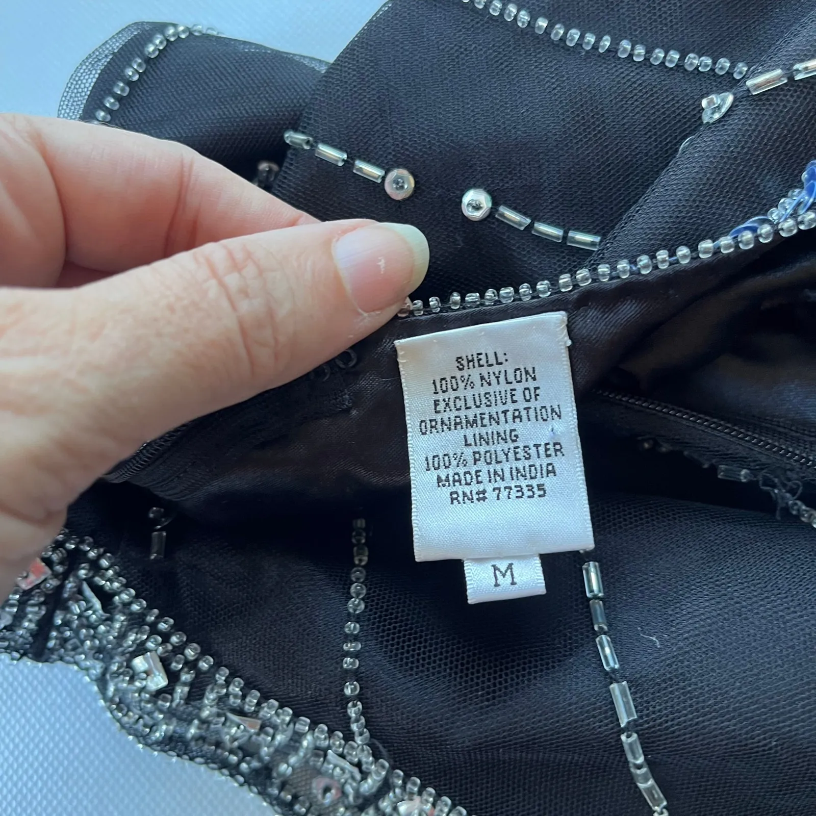 Vtg 90s Scala Beaded Tank Blouse Sz M Y2K Gatsby Art Deco Holiday Sequins Glam - Image 13