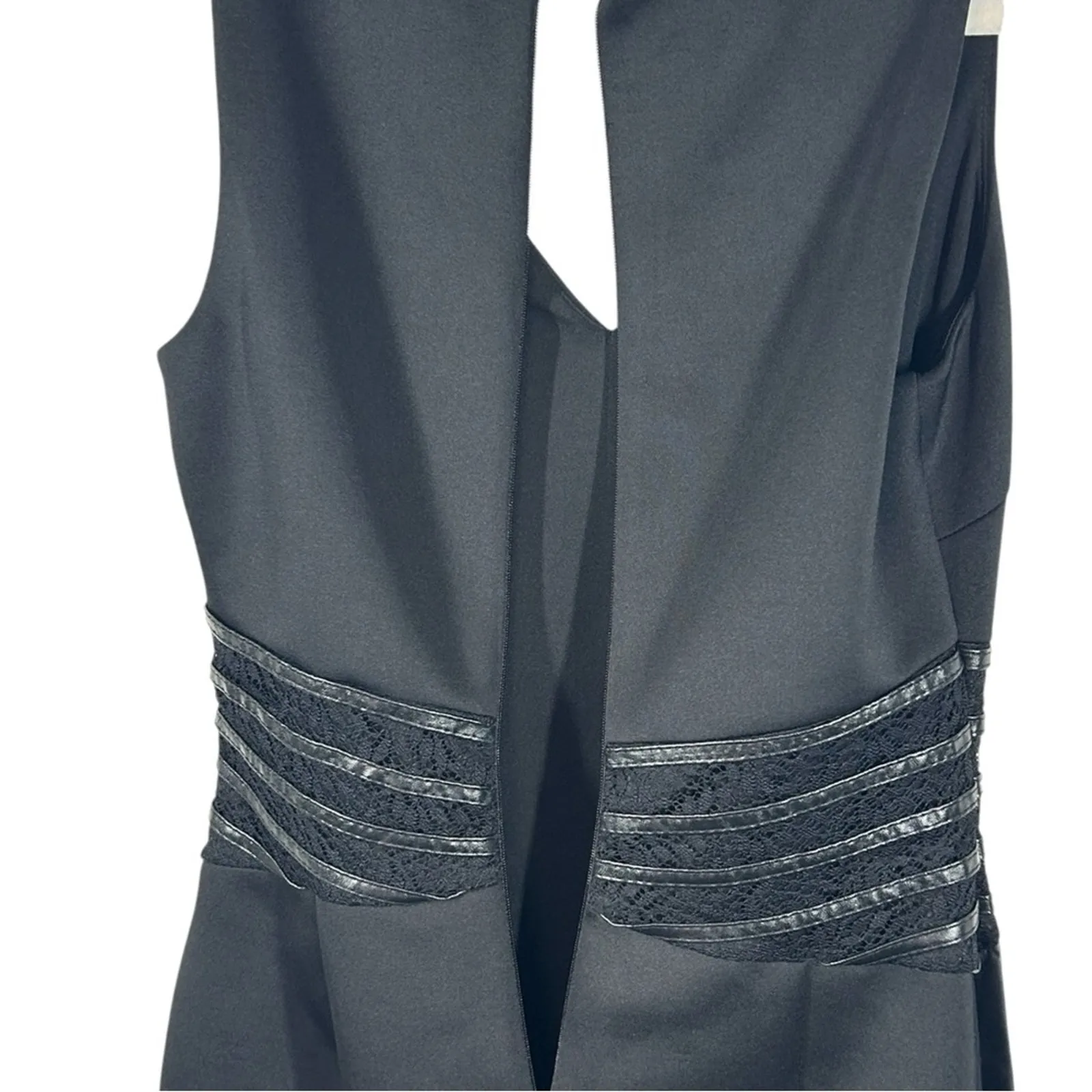 Guess Vintage Black Pleather Mini Dress Size 2 Sleeveless Faux Leather Party - Image 7