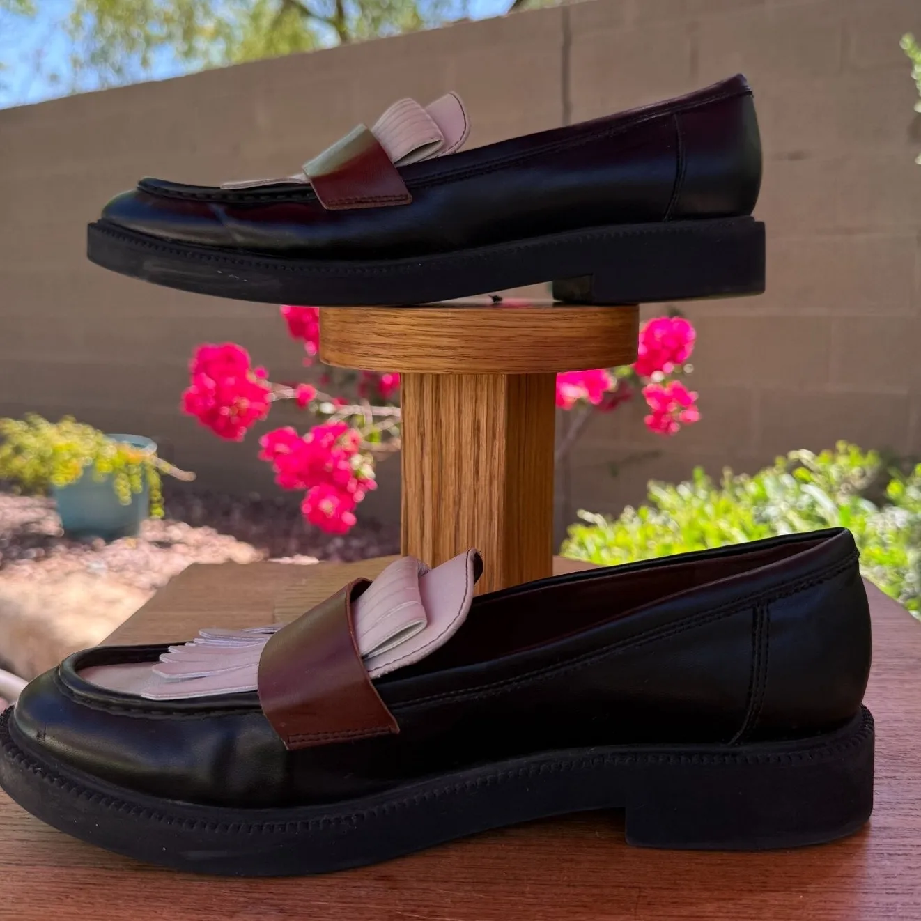 Marc Fisher Calixy Women Black White Leather Fringe Loafers‎ 9 - Image 3