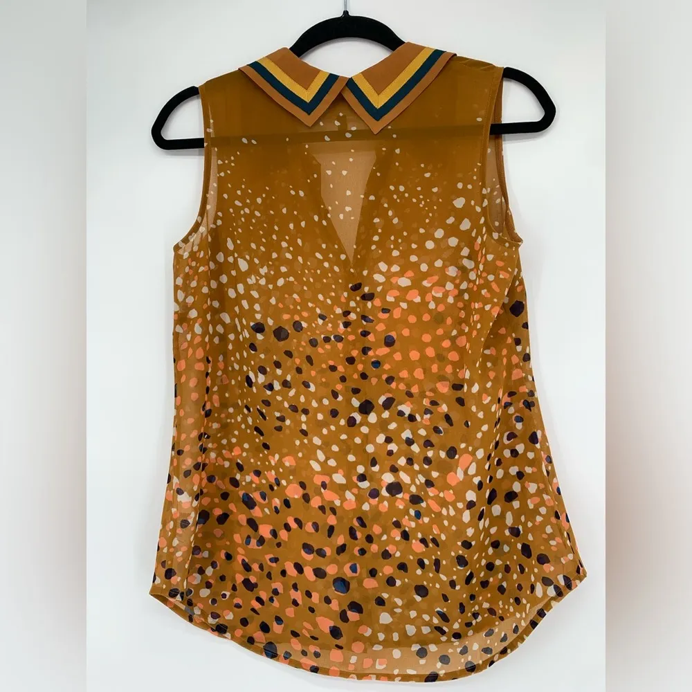 Cabi Cheers Collar Sleeveless Button Down Collared Semi Sheer Ombre Tank Top XS - Image 5