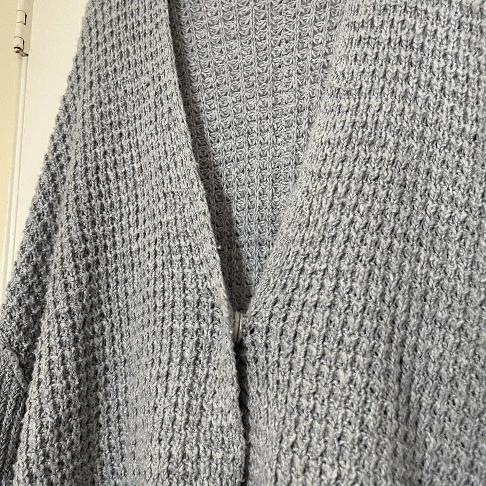 FREE PEOPLE Crochet knit oversized baby blue drop shoulder cardigan sweater XS - Image 2