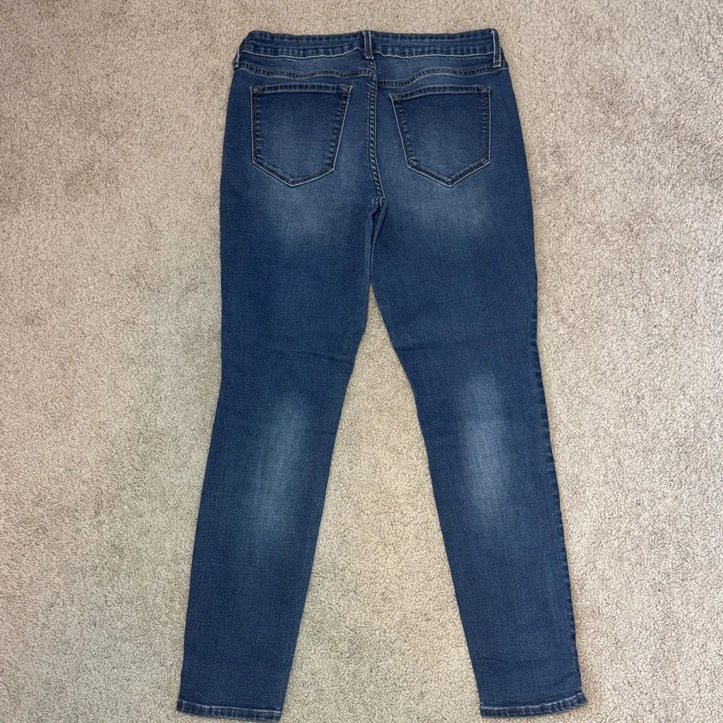 Old Navy Rock Star Mid Rise Distressed Blue Skinny Denim Jeans Women's 8 - Image 6