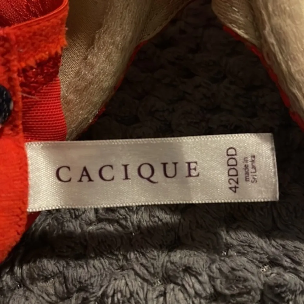 Plus Size Women's Cacique Nude/Red T-Shirt Lace Overlay Bra Size 42DDD GUC #6475 - Image 6