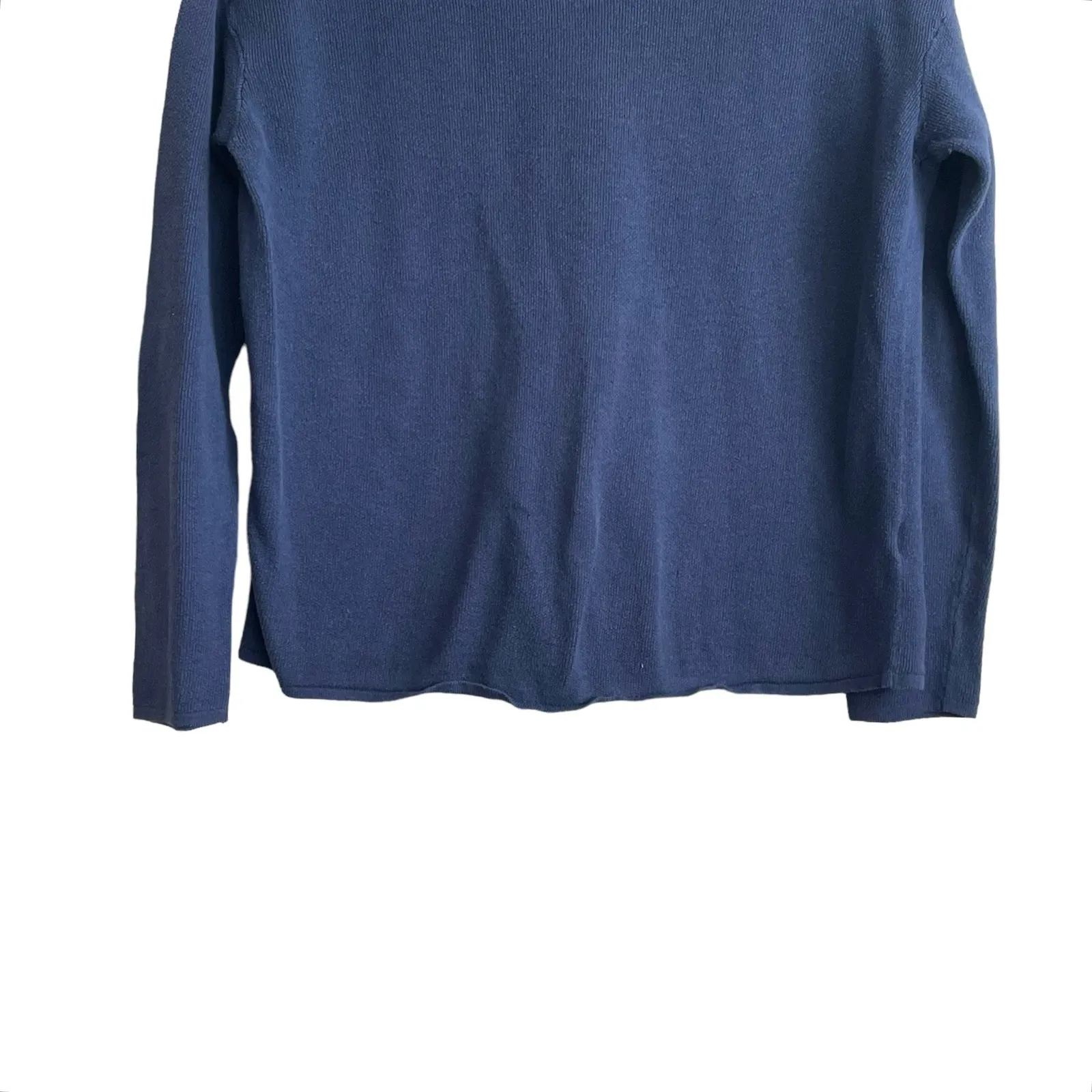 J Jill Top Women Cotton Top Long Sleeve Ribbed Boxy S Blue Casual Leisure‎ - Image 4