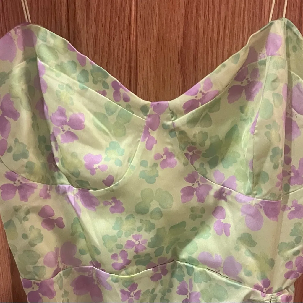 ASOS Stretched Satin Cami Midi Bodycon Dress with‎ Ruched Side Detail Size 12 - Image 6