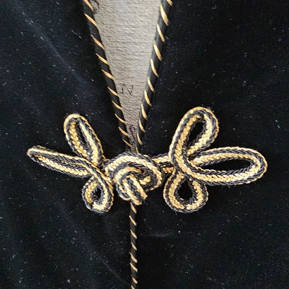 Talbots Vintage Black Velvet Golden rope embellished jacket size 12 Petite - Image 2