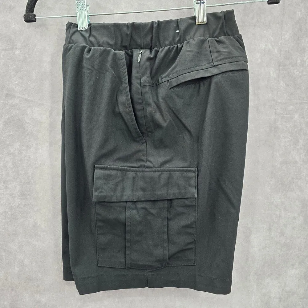 Old Navy Black Flat Front Cargo Active Bottoms Pants Shorts Small - Image 3