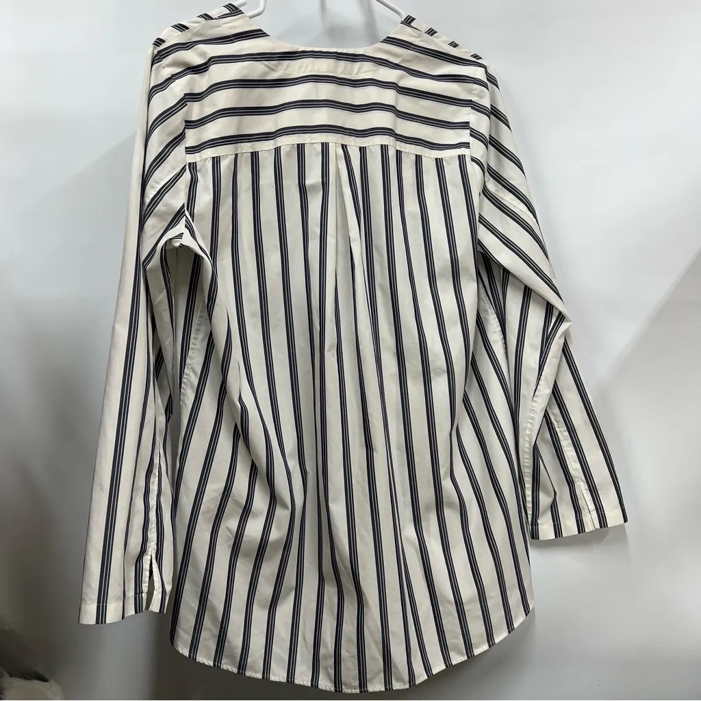 Lands' End Women's M 10-12 no iron supima Striped Blouse 100% Cotton top - Image 12