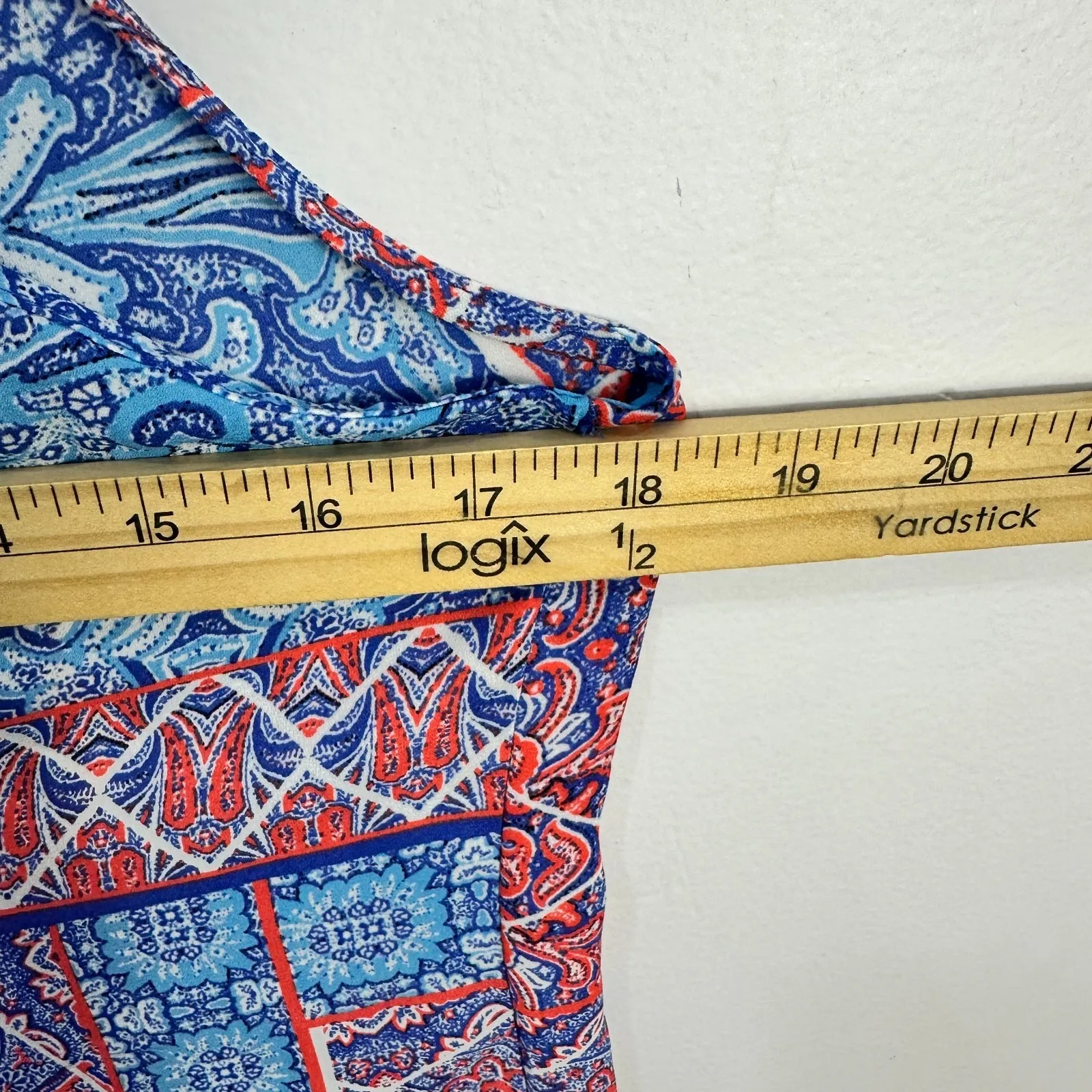 St Tropez West Sleeveless Top M Blue Paisley Boho Coastal Resort Vacation Beachy Size M - Image 5