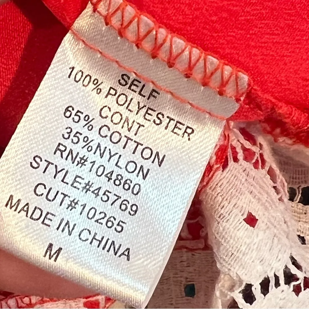CHLOE K tank top blouse sleeveless red size medium lace - Image 7