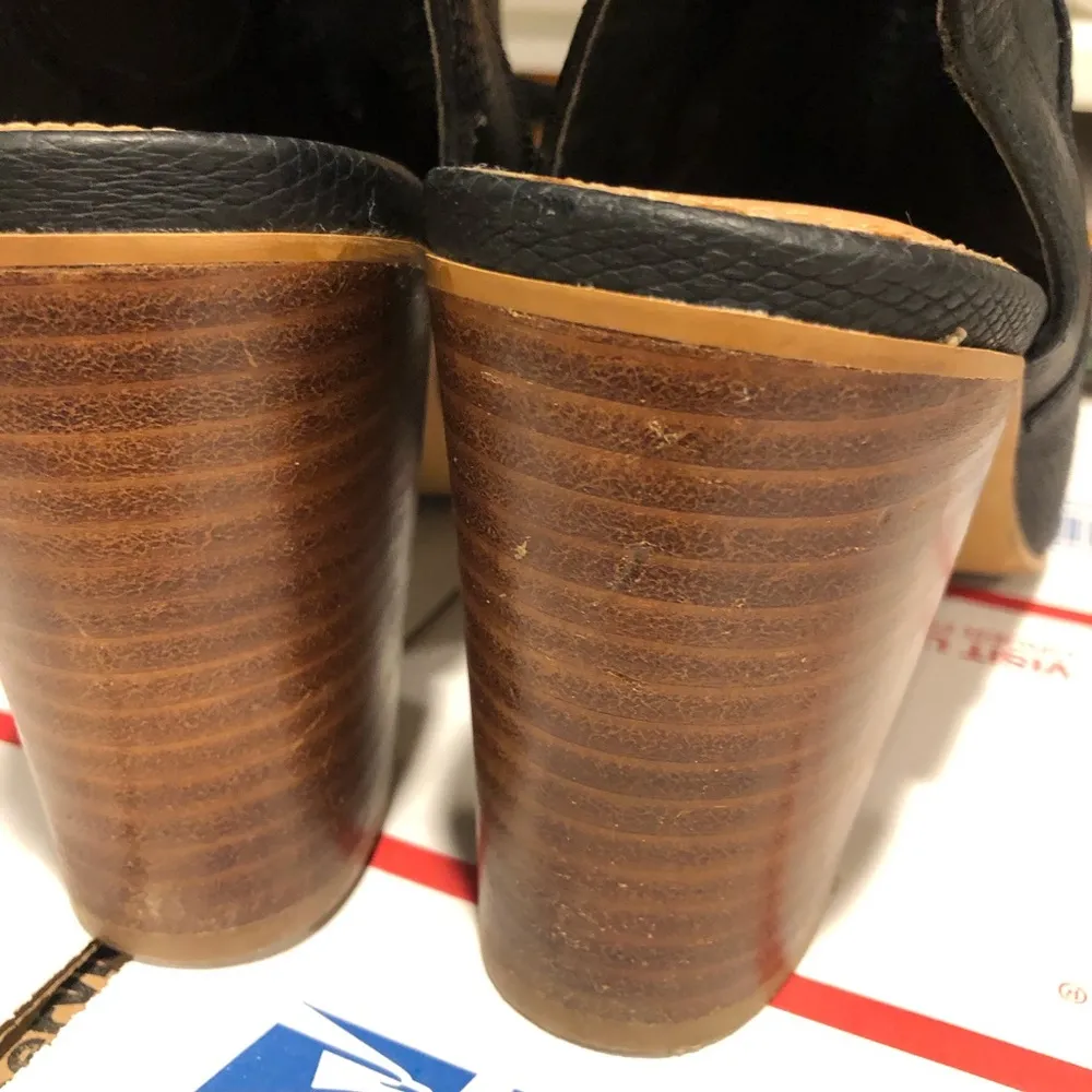 Steve Madden notedd Faux‎ Leather Peep Toe Block heel Bootie black size 9 - Image 12