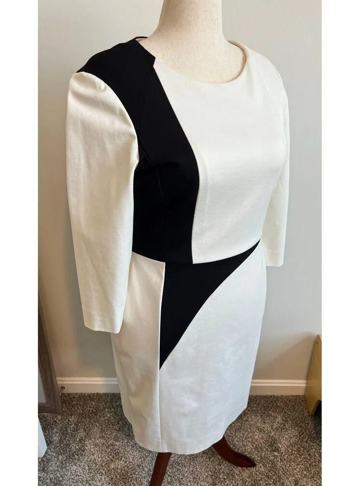 Tahari by ASL Women's Classic Black & Ivory Fitted Dress Size 14 - Image 2
