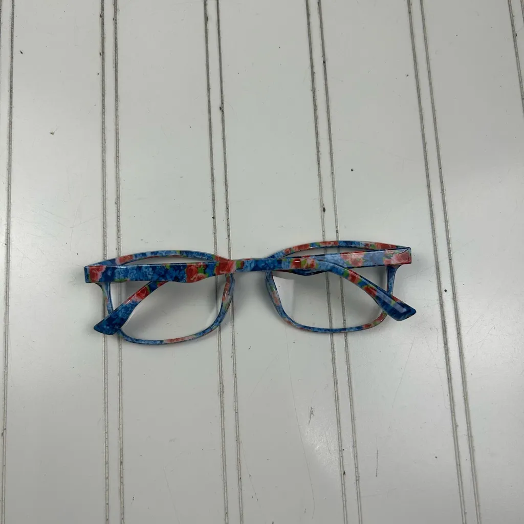 Bright Multicolor Rectangle Frame Reader Glasses Blue - Image 5