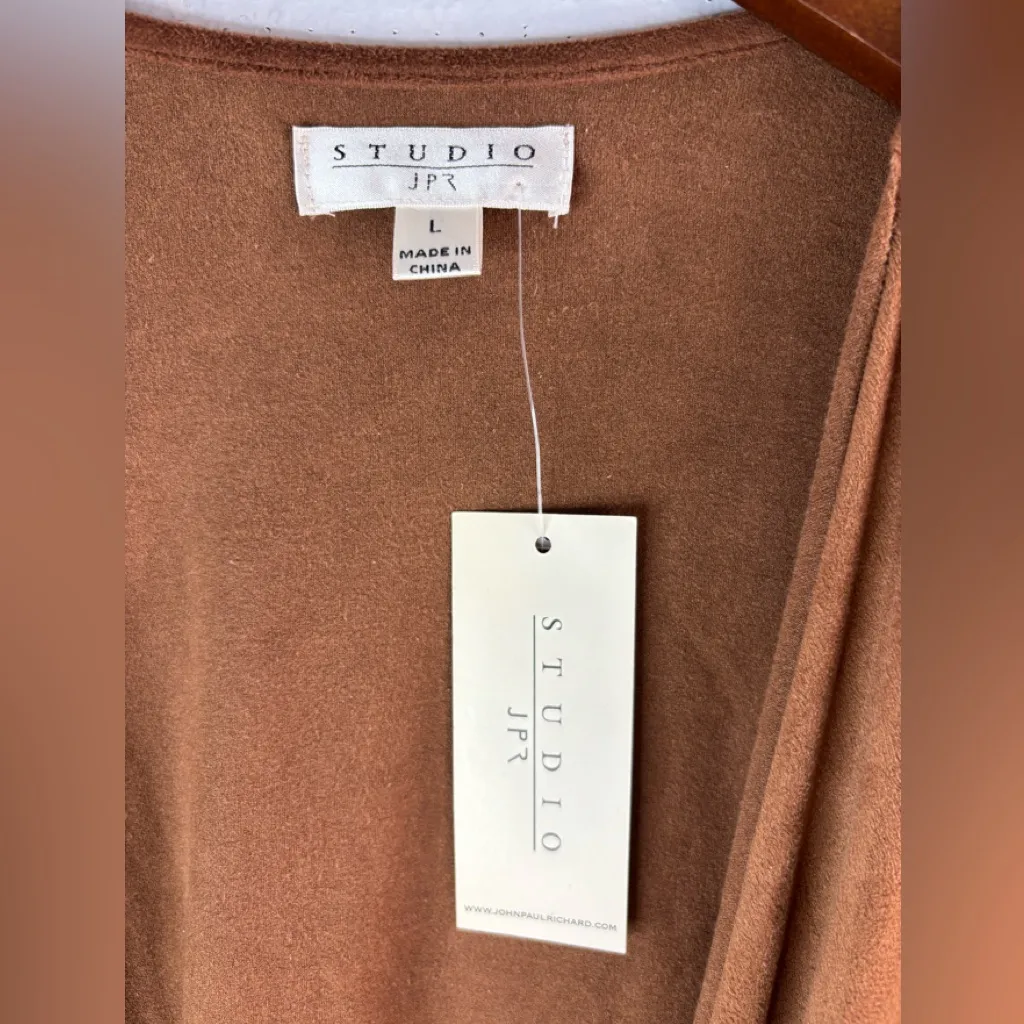 Studio JPR L Western Faux Suede Fringe Jacket Top Tan Size L - Image 6