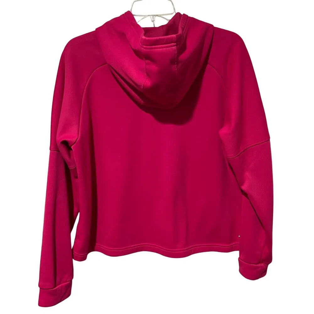 adidas Athletics Pullover Hoodie Climawarm Sweatshirt Sz XL Pink Boxy Short - Image 2