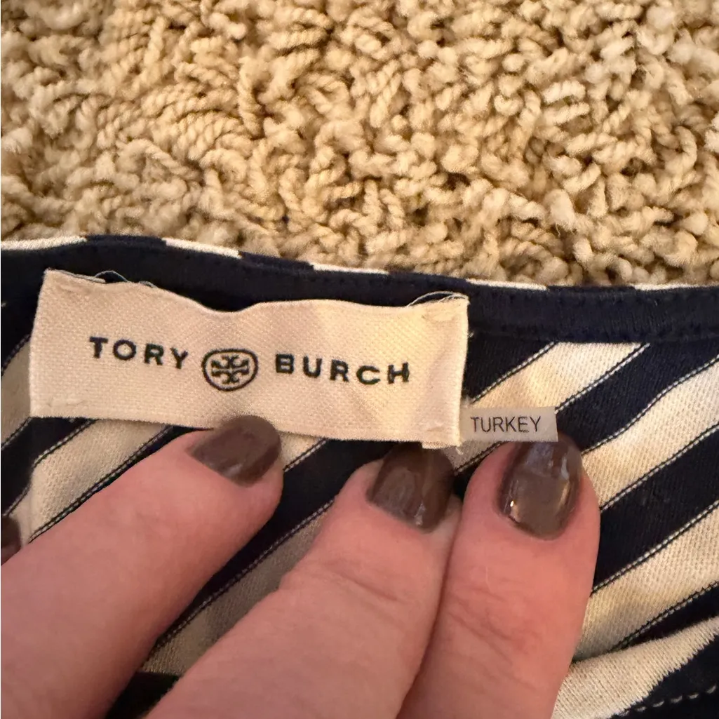 Tory Burch Nautical Stripe Tee Shirt Dress Size Large Boat Casual Cotton T11 - Image 5