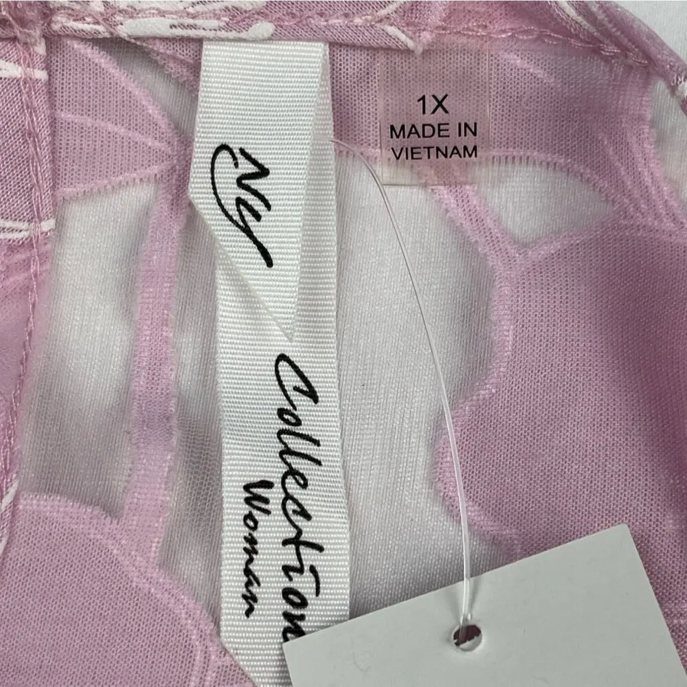 NY Collection Women's Pink Shirt/Blouse Size 1X SKU 4536 - Image 5