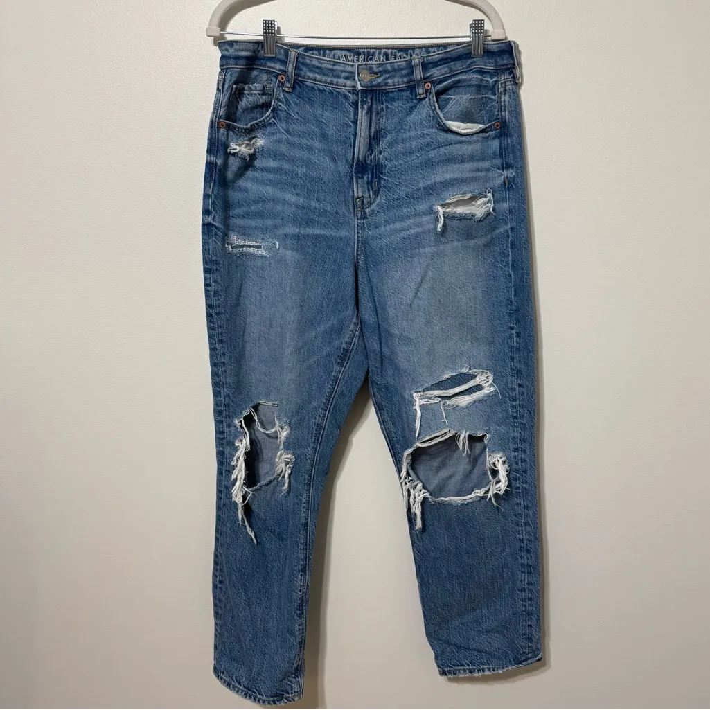 American Eagle  Mom Jeans Size 14 Regular Distressed - Image 4