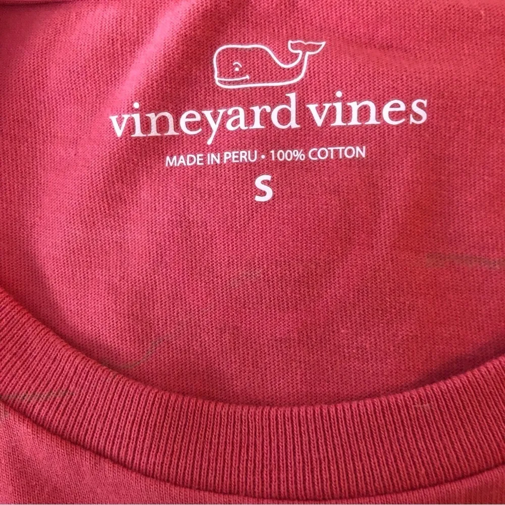 Vineyard Vines Long Sleeve Pocket Tee Sz. S Graphics Logo Salmon Coral Cotton - Image 7