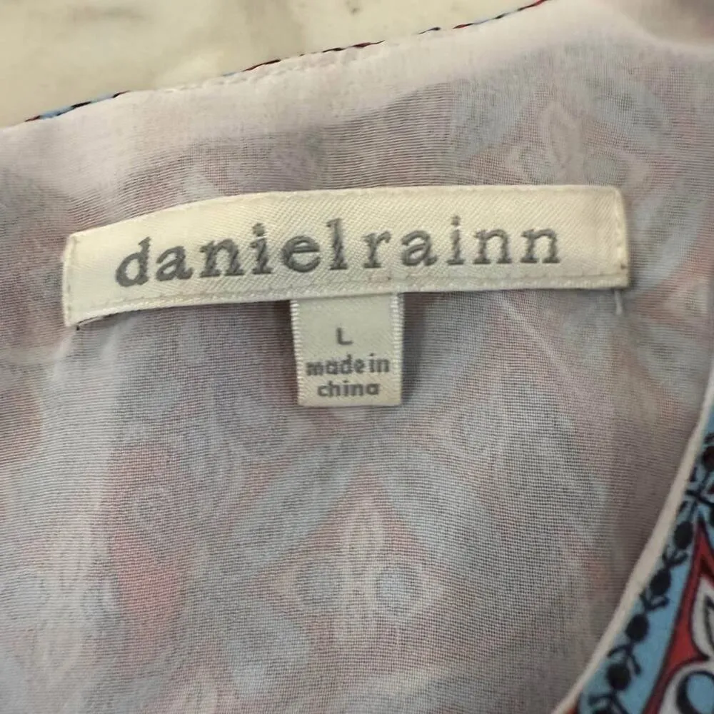 Daniel Rainn Paisley Layered Pleated Sleeveless Blouse Womens Large BlueRed Boho - Image 4