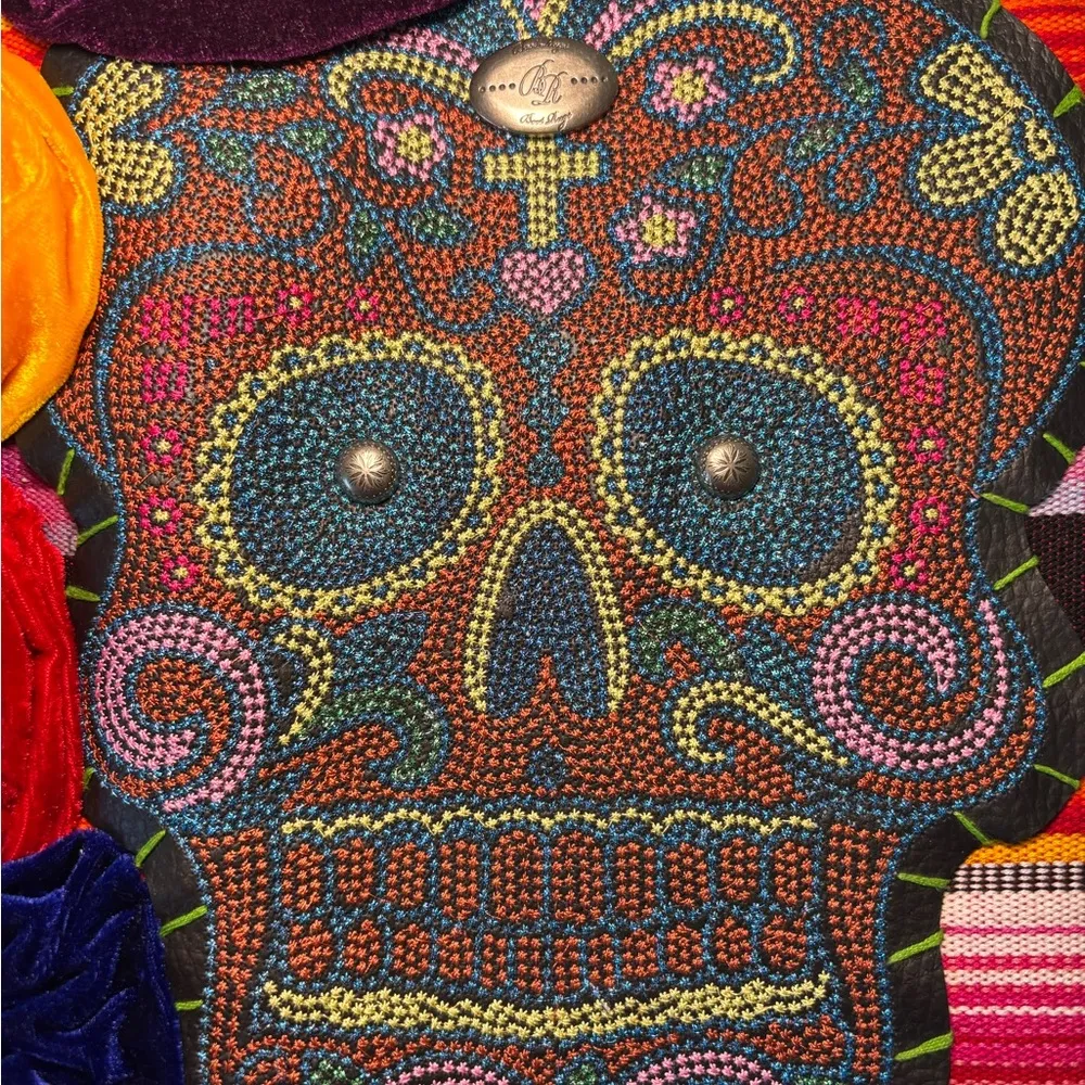 Skull Boot Rugs Handmade Embroidered Beaded Handbag Purse Bohemian Uniqu… Yellow - Image 5