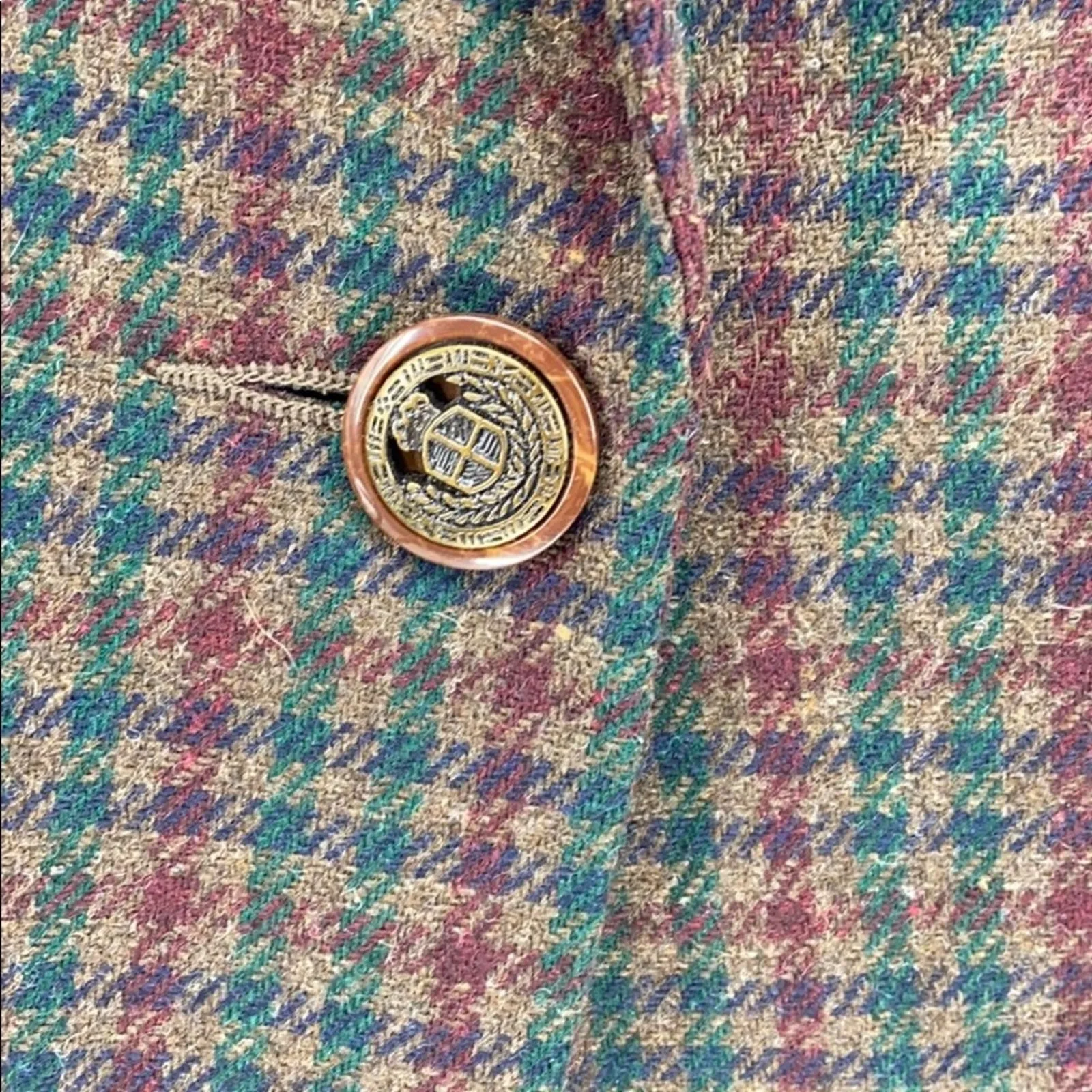 Vintage sag harbor boxy blazer wool oversized micro plaid academia size 10 - Image 6