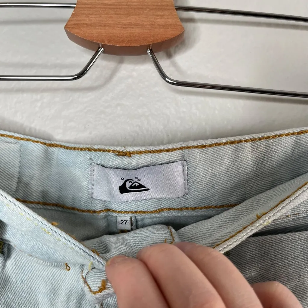 Quiksilver Womens Light Wash Cotton Frayed hem Denim Shorts Size 27 skater - Image 11