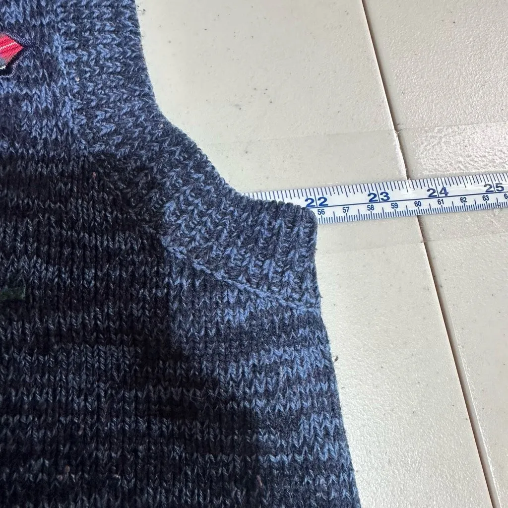 Cricket Lane Women's Button Up Christmas Sweater Vest Tartan Plaid Leaves Size M Blue Size M - Image 8