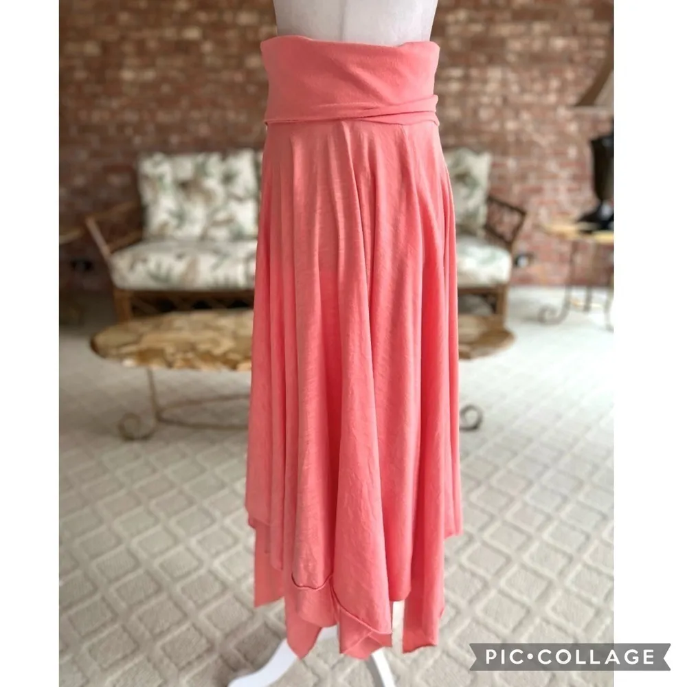 Fresh Laundry Skirt Hankerchief Midi Sharkbite Knit Coral Peach XS Boho Party Orange - Image 5