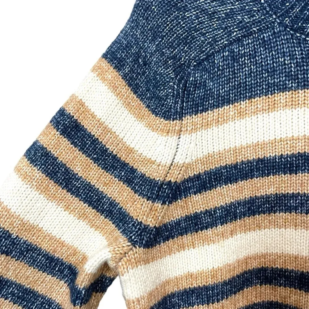Banana Republic Oversized Chunky Knit Striped Sweater in Blue/Brown/White Size M - Image 3
