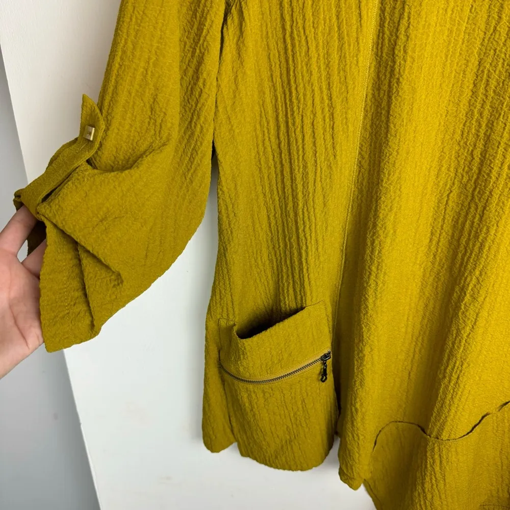 Ali Miles Asymmetrical Tunic Top Sz XL Cowl Neck Golden Chartreuse Yellow - Image 7