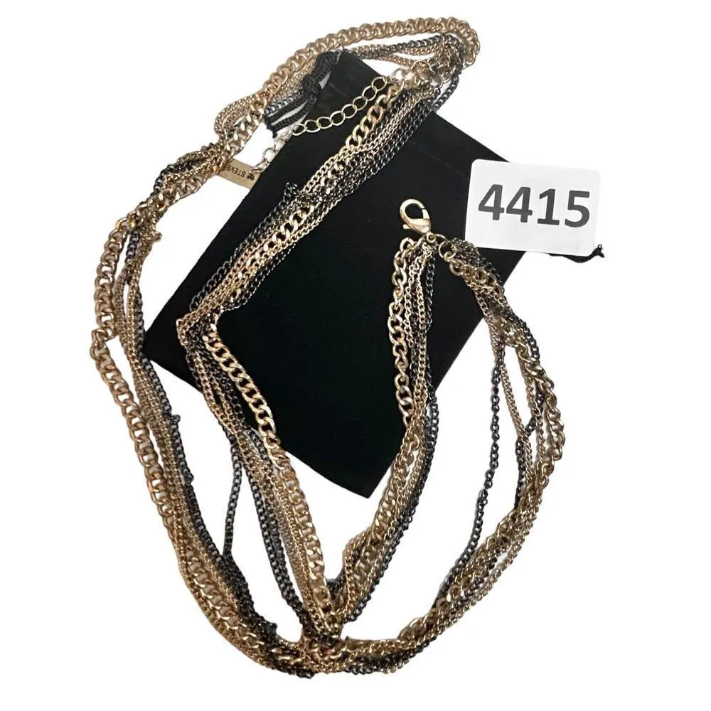 Steve Madden multilayered gold and GM silver chain necklace - Image 4