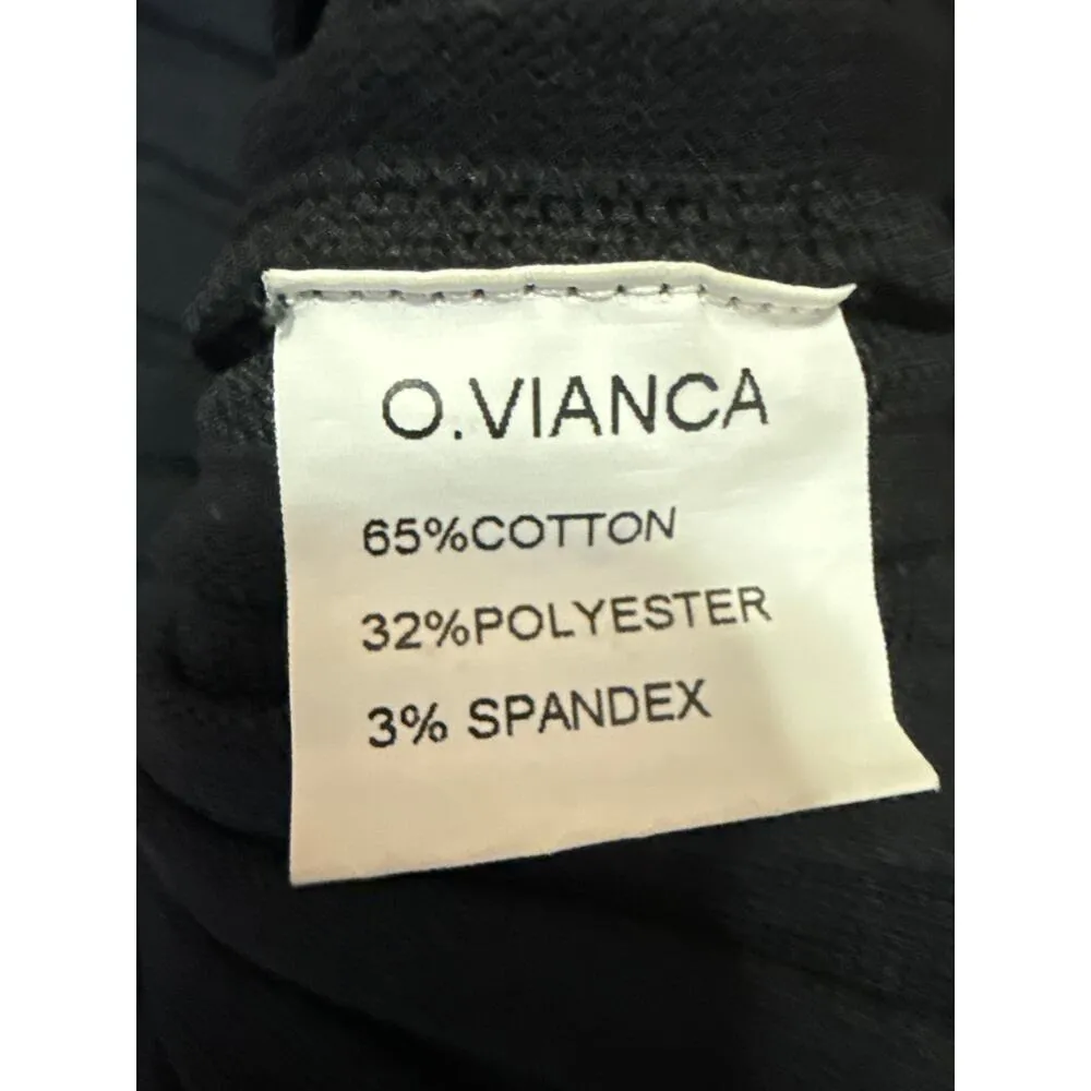 O.Vianca Black Rib Knit High Waist Slit Pull On Midi Straight Pencil Skirt Sz S - Image 5