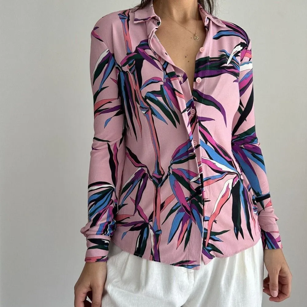 Emilio Pucci Blouse Womens 2 Pink Abstract Printed Long Sleeve Button Down Top - Image 15